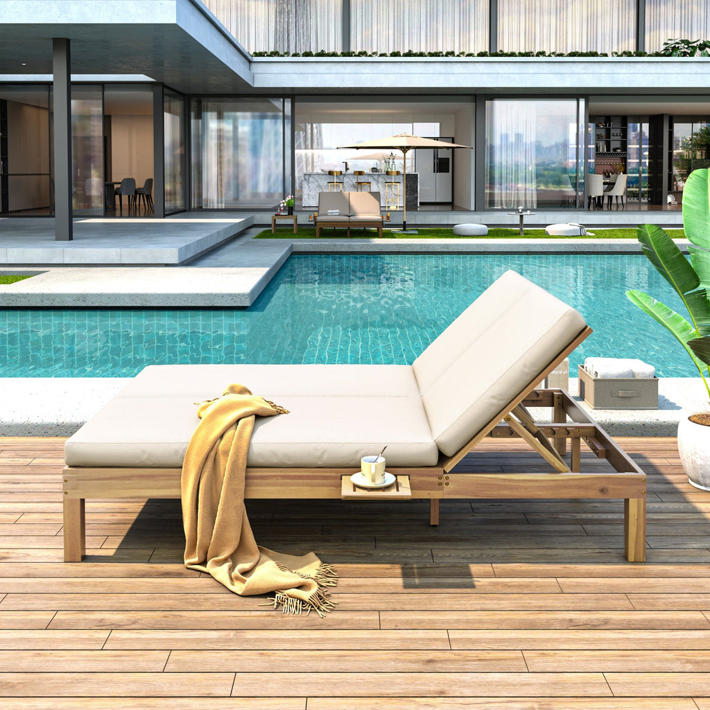 5-Position Adjustable Backrest Double Chaise Lounge Outdoor