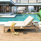 5-Position Adjustable Backrest Double Chaise Lounge Outdoor