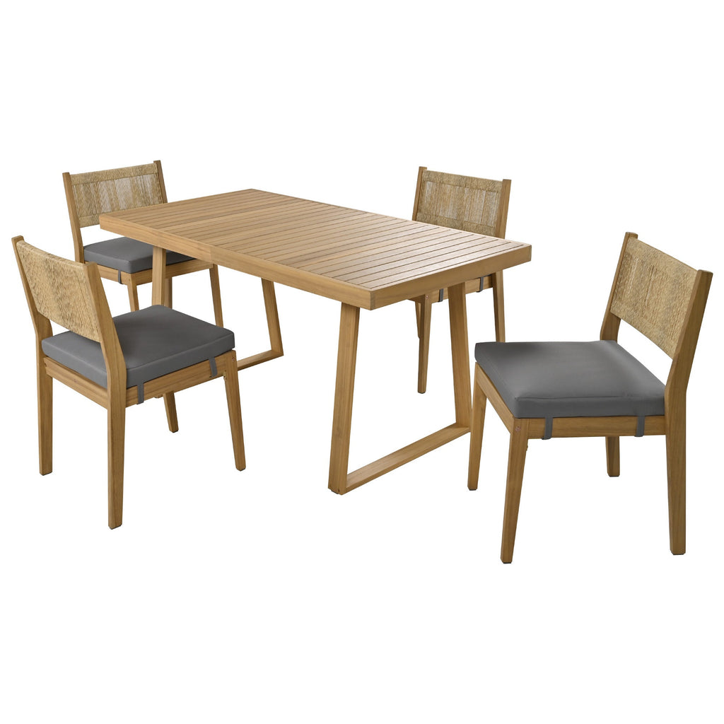 Outdoor Acacia Wood Dining Table and Chair Set