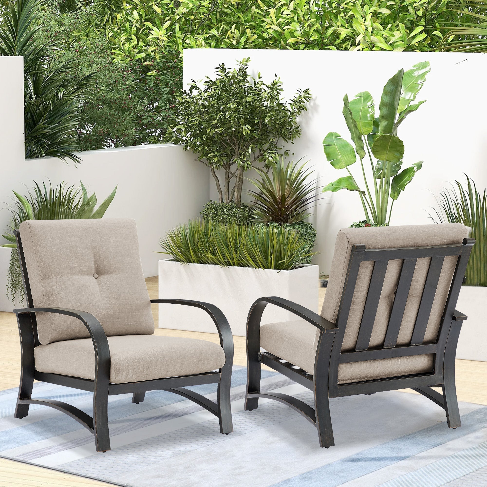 3- Piece Outdoor Bistro Sets with Fixed Chair
