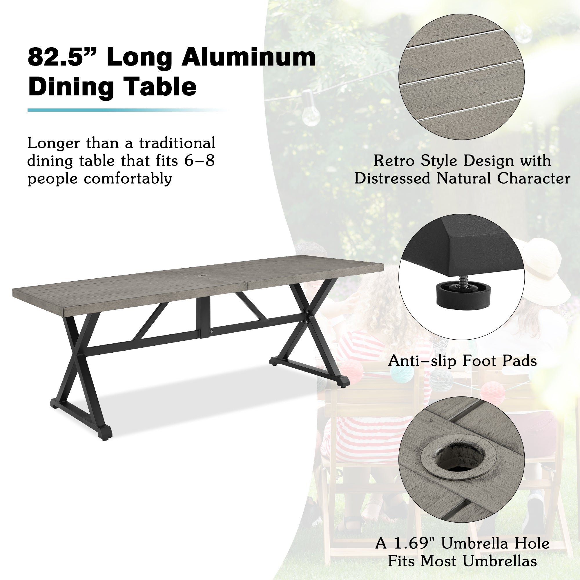 Rectangular Outdoor Dining Set with Sunbrella® Cushions