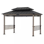 8 Ft. X 12 Ft. Matte Black Aspen Cedar Framed Grill Gazebo with Exclusive AC Power Port for Backyard