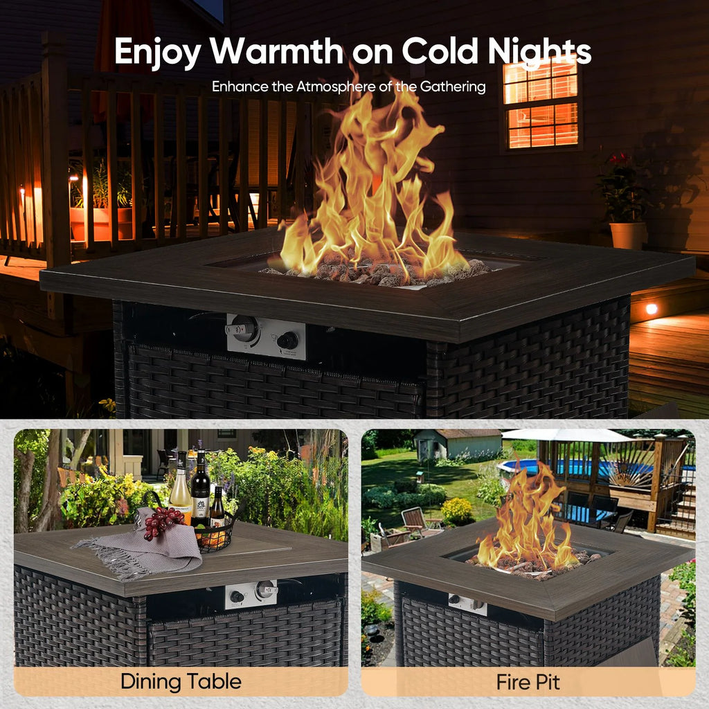 Outdoor Fire Pit Conversation Set, 3-Seat Sofa & Chairs Patio Furniture Set