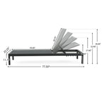 Outdoor Patio Chaise Lounge with 5 Reclining Positions