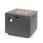 Outdoor Iron Square Propane Fire Pit - Brushed Brown