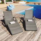 Outdoor Wicker Chaise Lounge Chairs Set of 2