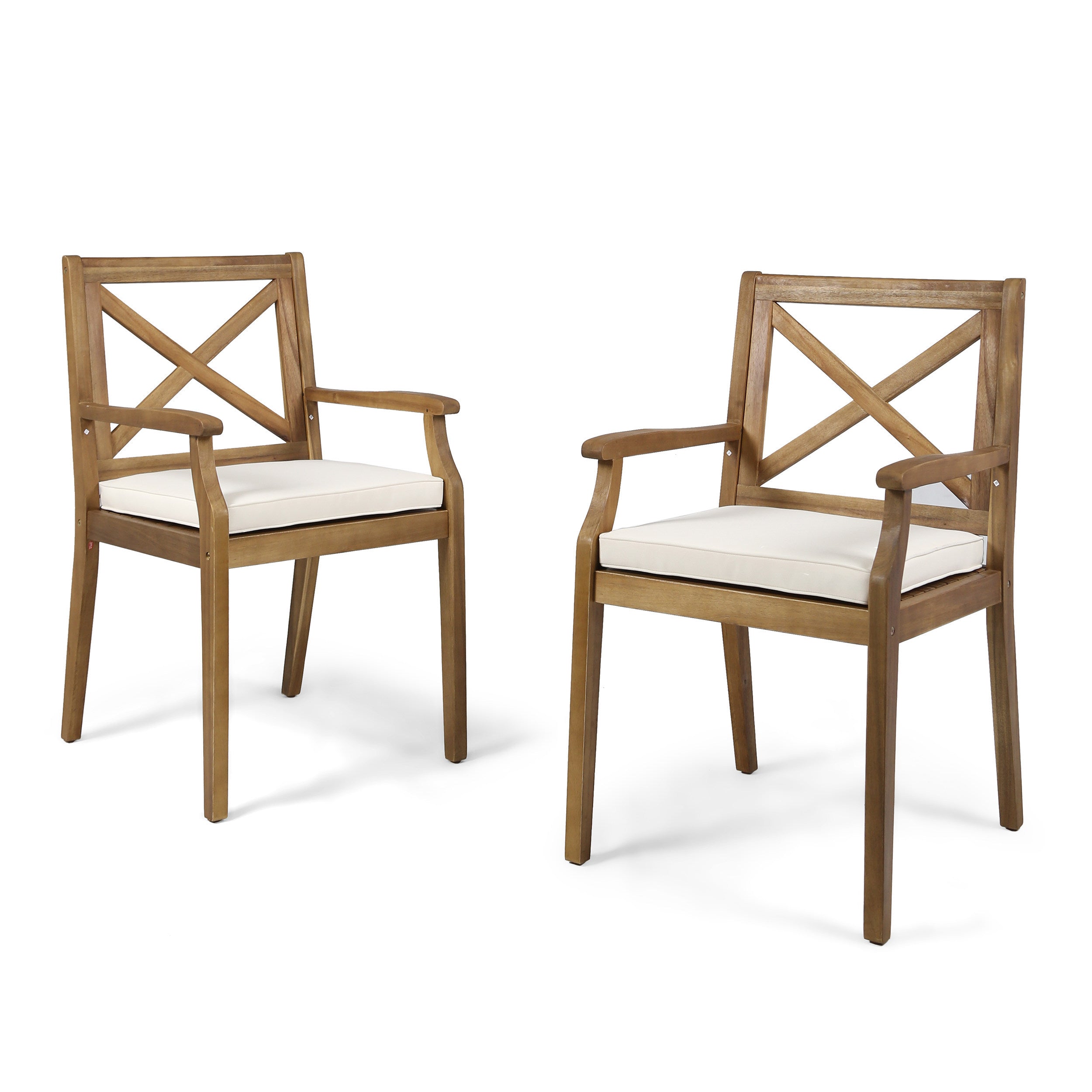 7- Piece Acacia Wood Outdoor Dining Set with Cream Cushions