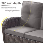 Outdoor Fire Pit Conversation Set, 3-Seat Sofa & Chairs Patio Furniture Set