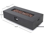 Outdoor Lightweight Concrete 50,000 BTU Rectangular Fire Pit with Tank Holder, Dark Gray