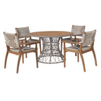 Durable Outdoor Dining Chair Set with Acacia Wood Frame and Wicker Seat