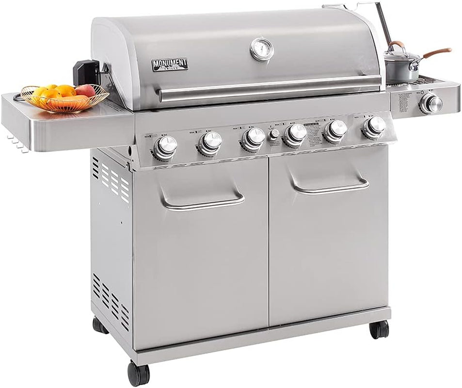 77352 6-Burner Stainless Steel Cabinet Style Propane Gas Grill with Smoke Box(2 Items)
