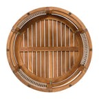 Acacia Wood Outdoor Coffee Table with Handwoven Rope Accent