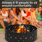 36 In. round Heavy-Duty Steel Diamond Wood Burning Fire Pit Ring