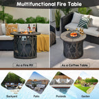 Alora 30K BTU Premium Outdoor Patio Gas Fire Pit Table with Fire Glass and Cover, 32"