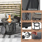 Alora 30K BTU Premium Outdoor Patio Gas Fire Pit Table with Fire Glass and Cover, 32"