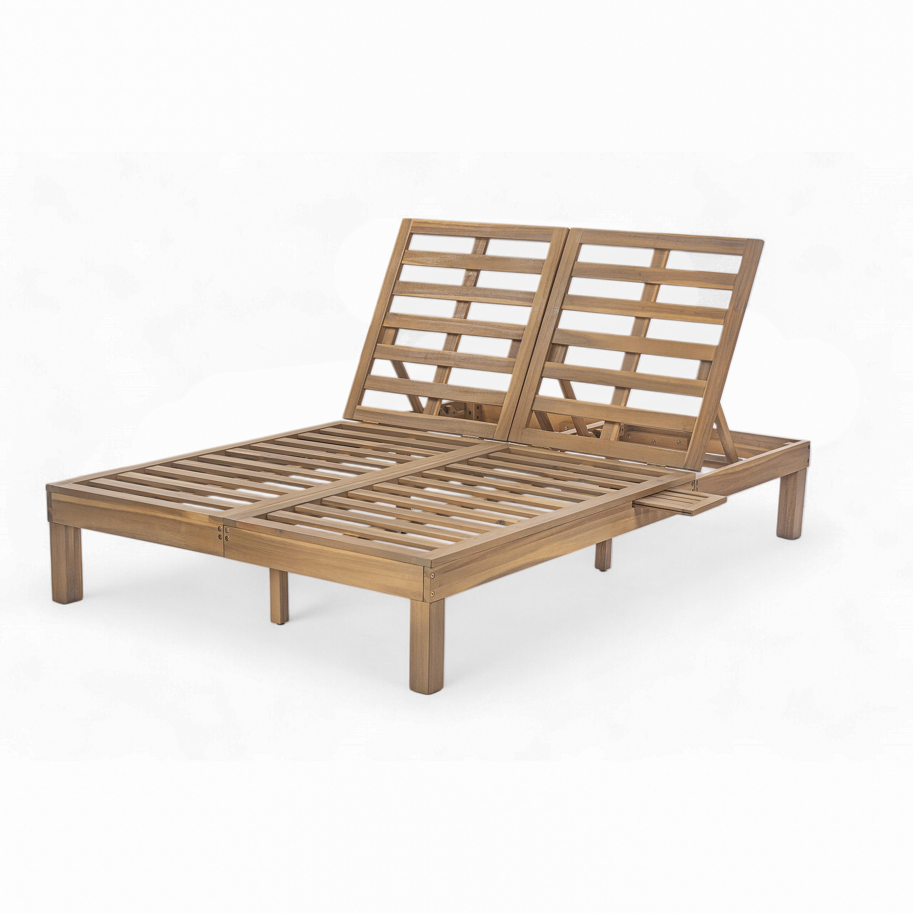 5-Position Adjustable Backrest Double Chaise Lounge Outdoor