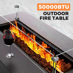 Fire Pit Table 42In Propane Fire Pit 50,000 BTU Rectangular Gas Fire Pits with Wind Guard Propane Tank Cover Table Lava Rocks for Outdoor outside Patio