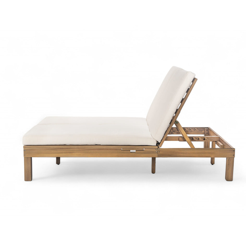 5-Position Adjustable Backrest Double Chaise Lounge Outdoor