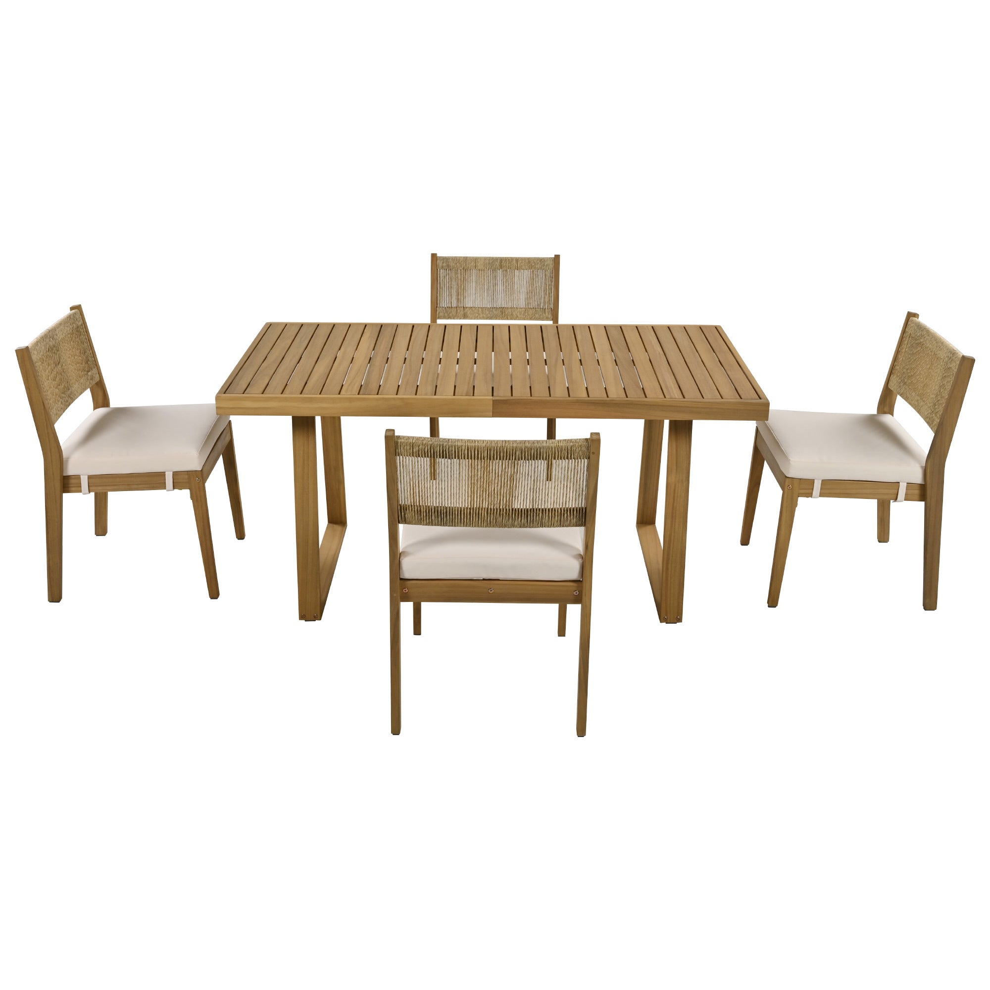 Multi-Person Outdoor Acacia Wood Dining Table and Chair Set