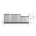 Outdoor Kitchen Stainless Steel 97 In. W X 36.5 In. H X 24 In. D 3-Piece Cabinet Set without Counter Tops