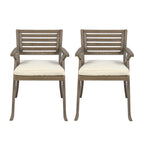 Helen Outdoor Acacia Wood Dining Chair Set of 2 - Gray / Creme