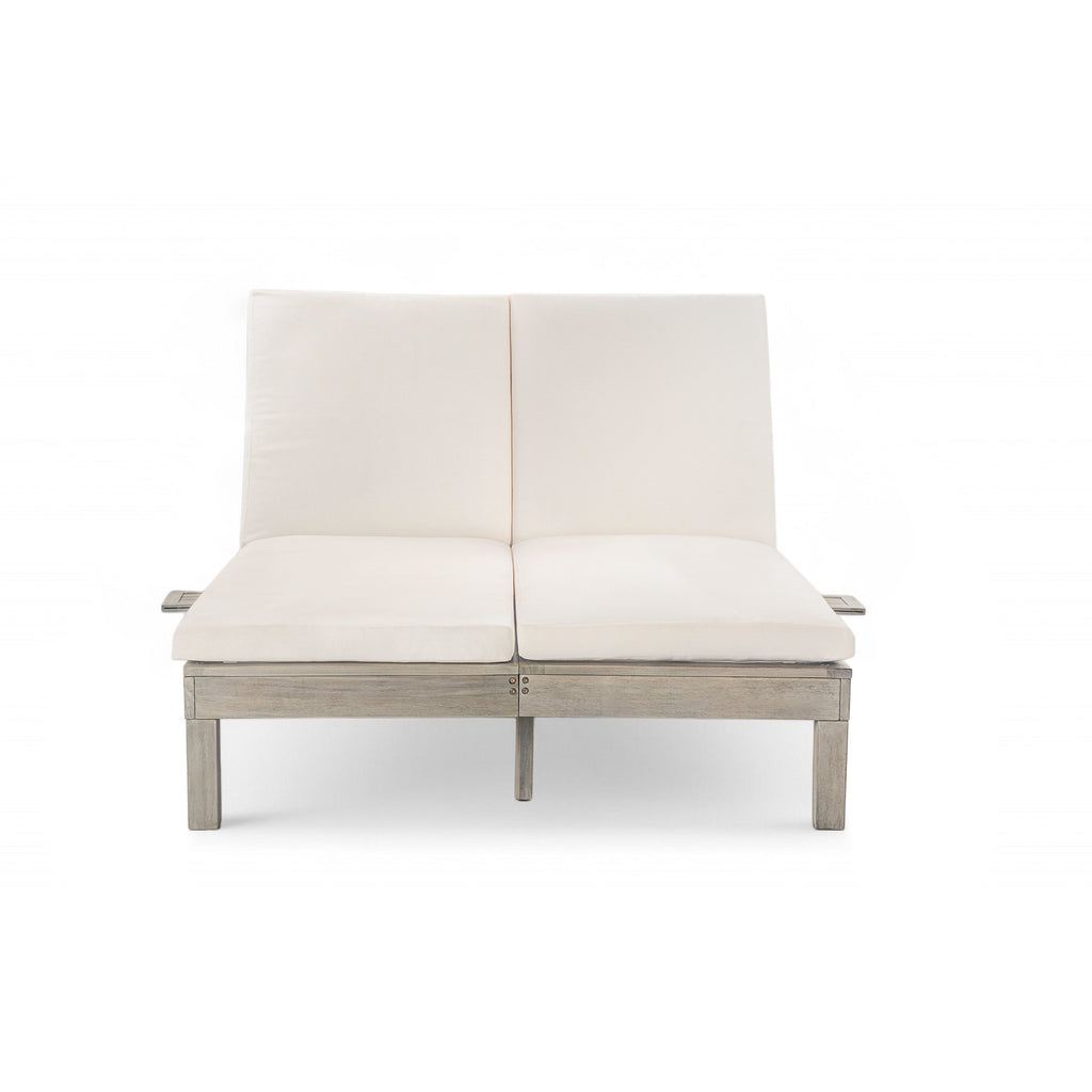5-Position Adjustable Backrest Double Chaise Lounge Outdoor
