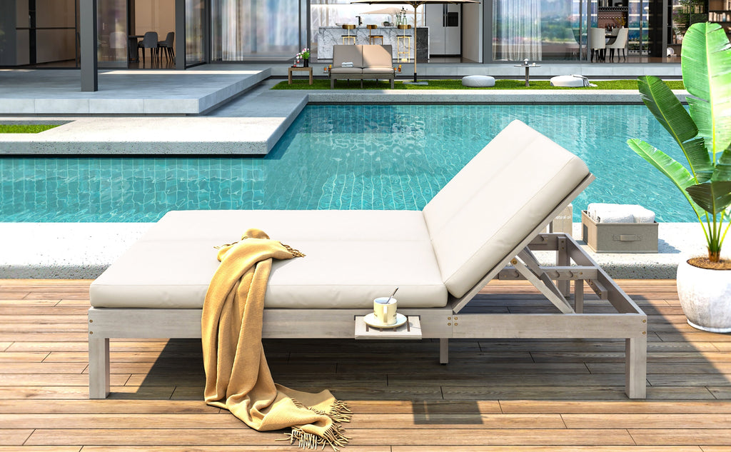 5-Position Adjustable Backrest Double Chaise Lounge Outdoor