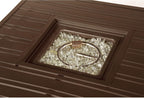 Square 32 In. X 32 In. Aluminum Propane Fire Pit Table with Glass Beads, Two Covers, Lid, 37,000 Btus in Brown Finish