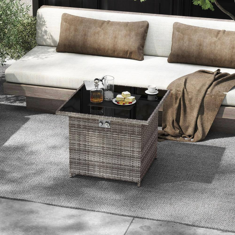 32.5 In. 5,000 BTU Propane Fire Pit Table with Tempered Glass Top, Gray