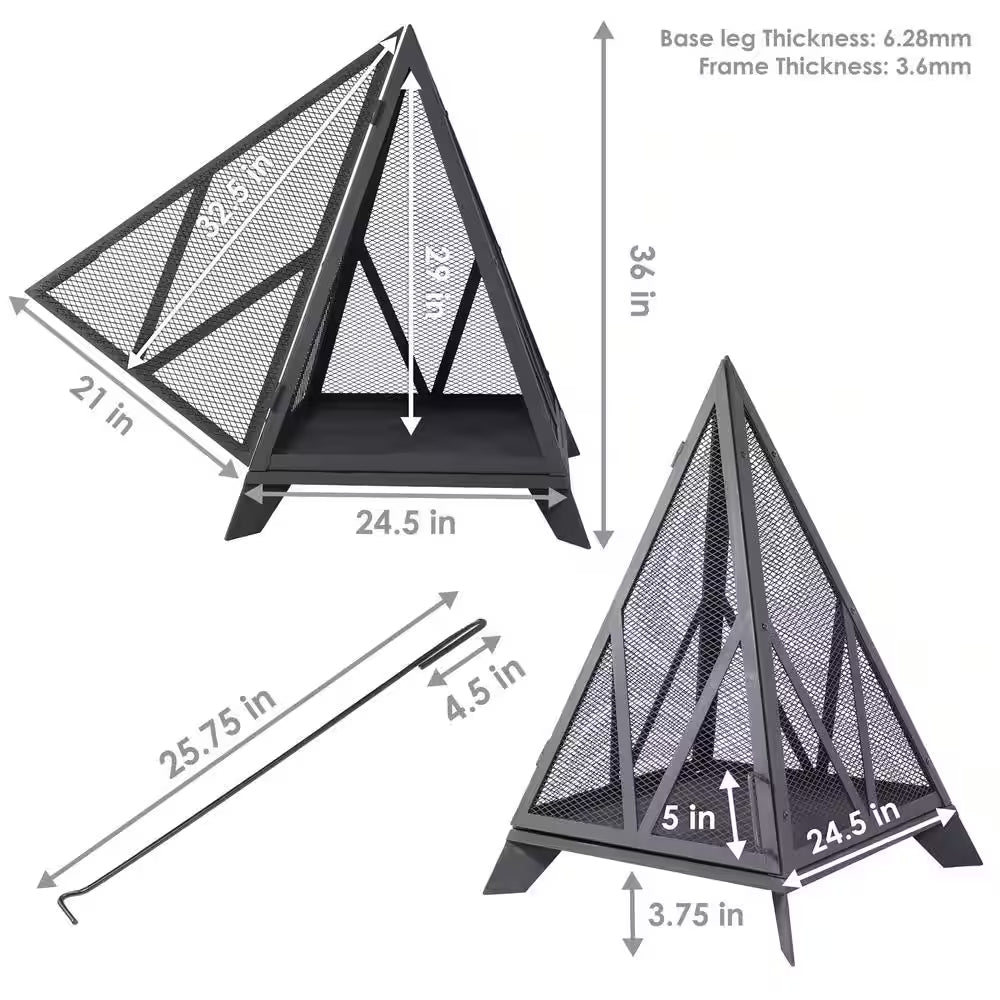Majestic Pyramid Steel Mesh Wood Burning Fire Bowl Pit