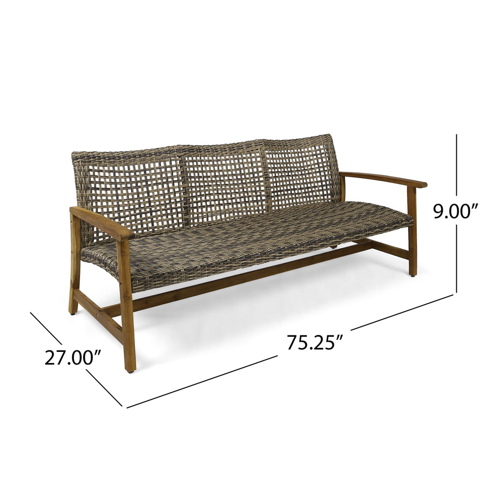 Outdoor 3- Seater Sofa with Rattan Cover - Gray