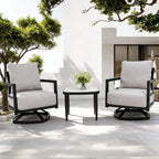 Outdoor Patio Furniture Chat Set with Sunbrella Cushions and Side Table