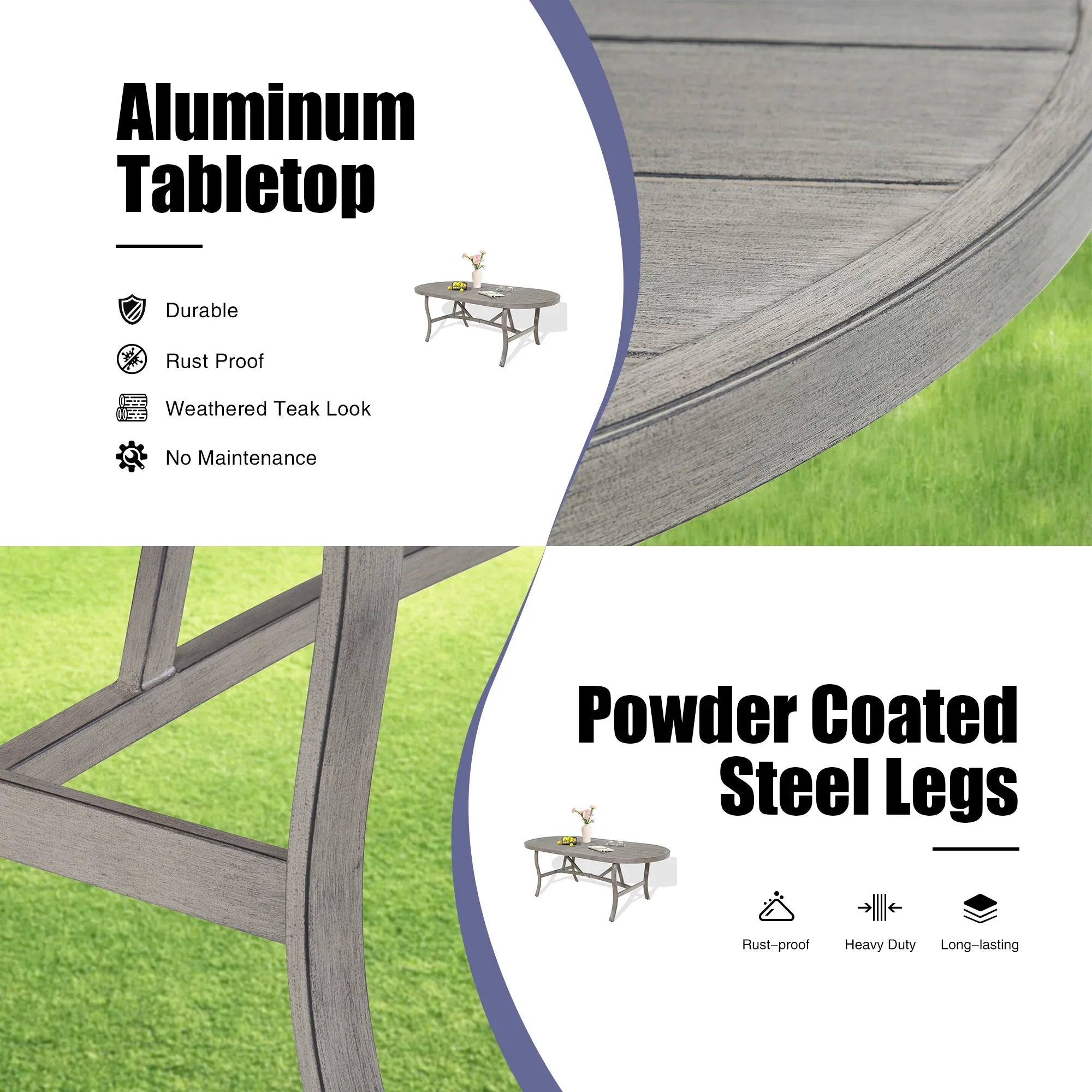 7-Piece Aluminum Outdoor Oval Dining Set with Sunbrella® Cushions