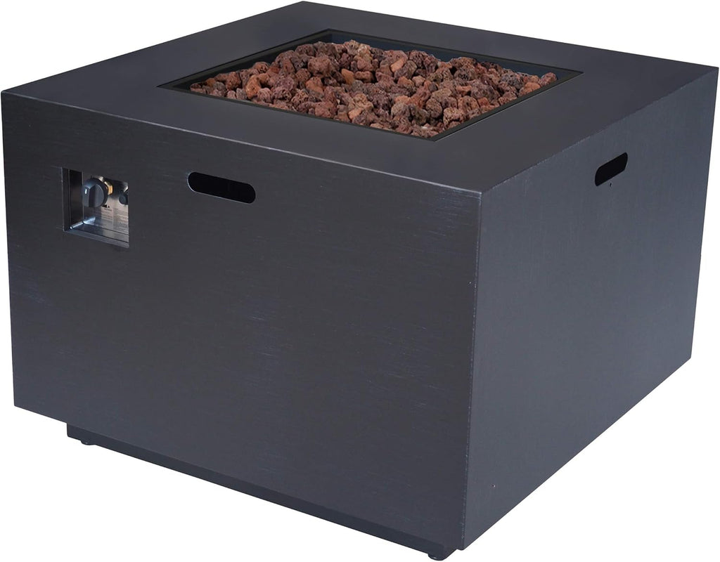 Wellington Outdoor Iron 33" Square Fire Pit - 50,000 BTU, Dark Grey