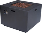 Wellington Outdoor Iron 33" Square Fire Pit - 50,000 BTU, Dark Grey