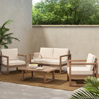 4-Pieces Acacia Wood Patio Furniture Set