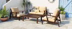 4- Piece Outdoor Sofa Set with Cushions and Coffee Table