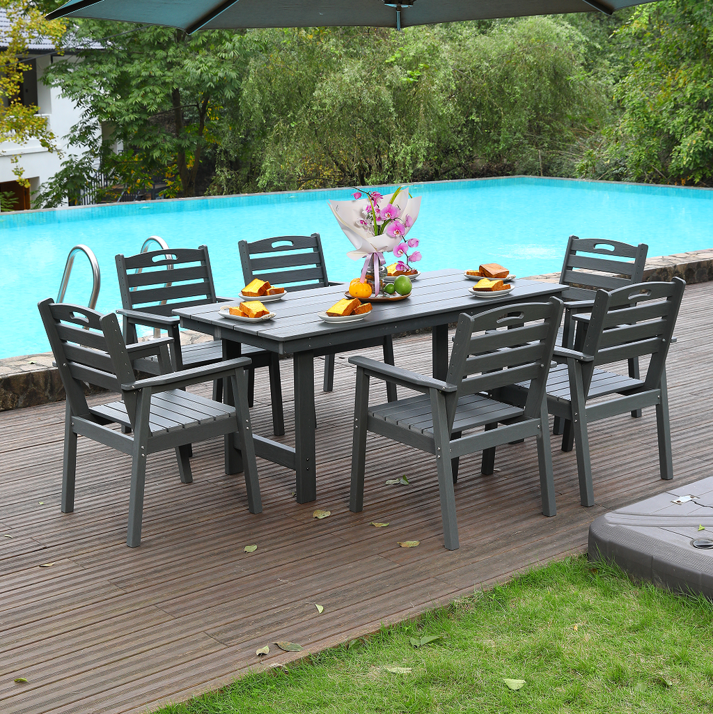 Outdoor Patio Dining Set - Table and Six Chairs