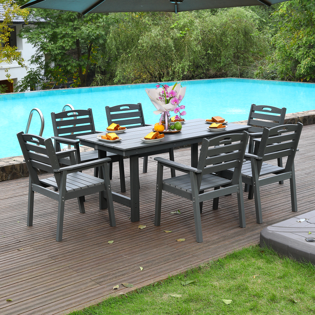 Outdoor Patio Dining Set - Table and Six Chairs