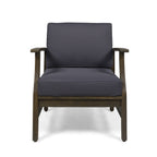 Outdoor Club Chair with Slat Panel Design and Water Resistant Cushion - Dark Gray