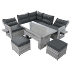 Outdoor Furniture Set Patio Rattan with Recliners and Tables