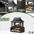 Alora 40-Inch Outdoor Steel Wood-Burning Backyard Fireplace Fire Pit
