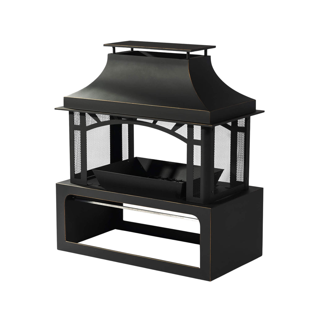 Alora 40-Inch Outdoor Steel Wood-Burning Backyard Fireplace Fire Pit
