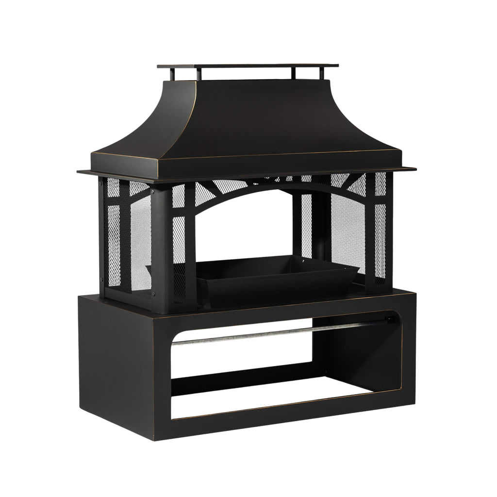 Alora 40-Inch Outdoor Steel Wood-Burning Backyard Fireplace Fire Pit