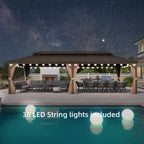 13 Ft.X 20 Ft.Bronze Patio Outdoor Gazebo for Backyard Hardtop Aluminum Frame with Hooks,Netting,Khaki Curtain,36-Lights