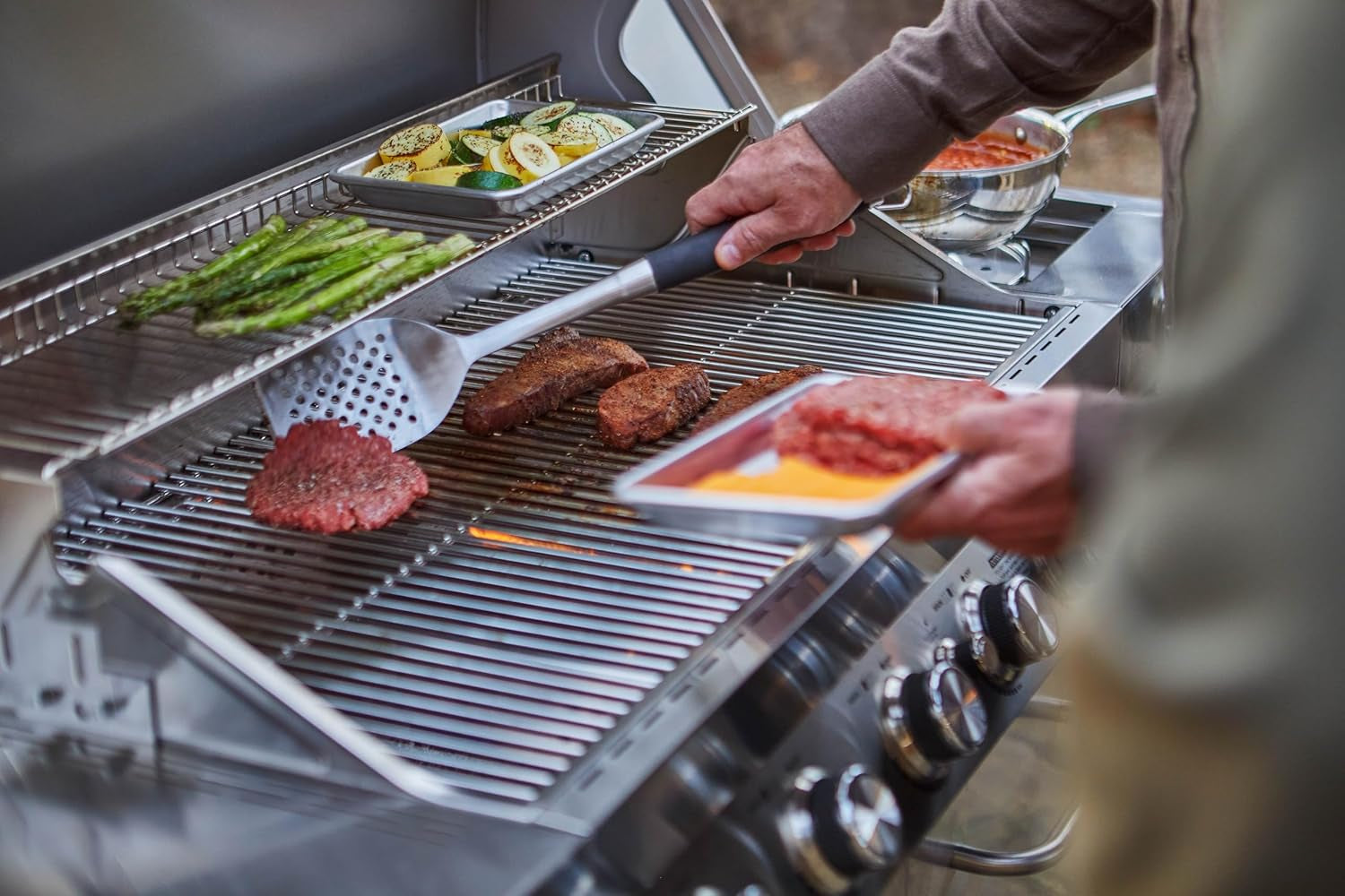 77352 6-Burner Stainless Steel Cabinet Style Propane Gas Grill with Smoke Box(2 Items)