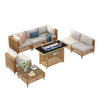 K&K 8-Piece Patio Furniture Set with Fire Pit Table