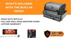 Premium 32"W X 23"D X 21"H Black Stainless Steel 4-Burner 63000 Btus Outdoor Kitchen Kitchen Island Heavy Duty Propane Built-In BBQ Gas Grill Head with Infrared Rear Burner + Rotisserie Kit
