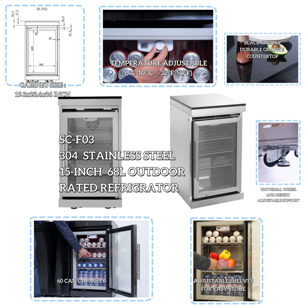 Castelle Flame Verona 44-Inch 6-Burner 85K BTU Stainless Steel Outdoor BBQ Kitchen Grill Island with Wine Cooler, Rotisserie Kit, And Storage Cabinets