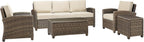 Bradenton 5-Piece Outdoor Sofa Patio Furniture Set, Wicker Conversation Sets for Porch, Brown with Sand Cushions